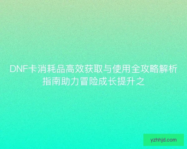 DNF卡消耗品高效获取与使用全攻略解析指南助力冒险成长提升之